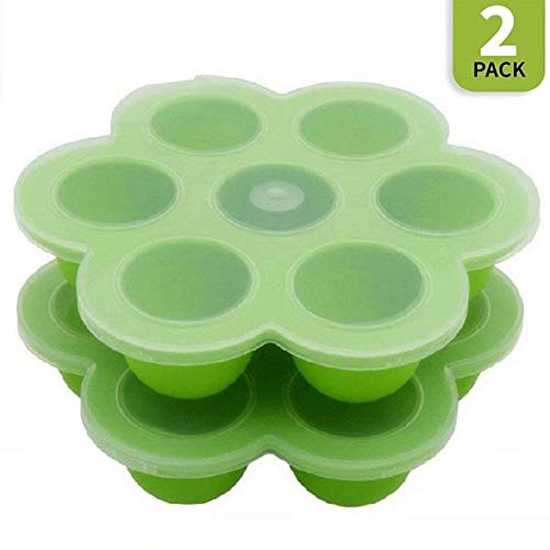 2 Pack Silicone Egg Bites Molds for Instant Pot Accessories Inserts-Fits Instant Pot 5, 6, 8 qt Pressure Cooker Reusable Storage Container Freezer Trays with Clip-On Lid for Homemade Baby Food