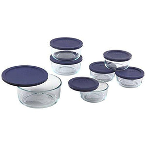 14 Piece Non-Porous Glass Storage Container Set, Blue