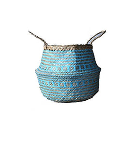 Large Seagrass Rice Belly Baskets Woven Weave Tote Basket for Storage, Laundry, Picnic, Plant Pot Cover, and Beach Bag (Criss Cross Aquamarine, Large)" src="https://m.media-amazon.com/images/I/41q17AVb8ZL._AC_SX118_SY170_QL70_ML3_.jpg
