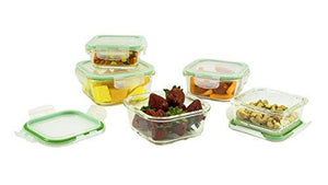 10 Piece Square Glass Food Storage Container Set With Airtight Locking Lids (Specially Made For Microwave, Oven, Fridge, Freezer, And Dishwasher)
