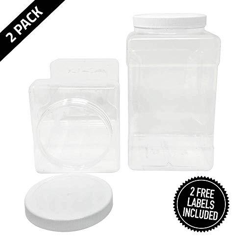 1 Gallon Clear Empty Plastic Storage Containers Jars With Lids Usda And Fda Approved Free Large - Food Grade Air Tight Wide Mouth Plastic Mason Jar With Easy Grip Handles
