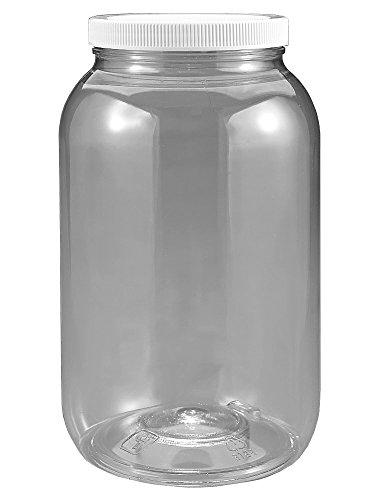 1 Gallon Plastic Jar, Wide Mouth, Clear, With Lined Fresh Seal Lid, Shatter-Proof Container Storage Pet 4 Quarts 128 Ounce