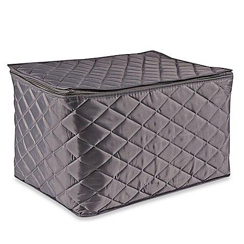 .Org Quilted 3-Layer Stemware Saver, Holds 12 Glasses And Includes Knockdown Dividers, Constructed From 210 D Polyester - Grey