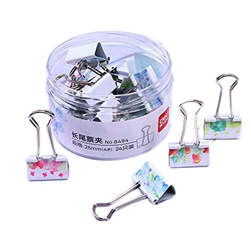 HEHGU Binder Clips Assorted Colors,19mm,Paper Clamps Binder Clamps for Office, Home, Schools, Kitchen Home Usage 24PCS