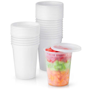 32 oz. Plastic Deli Food Storage Containers with Airtight Lids [24 Sets]