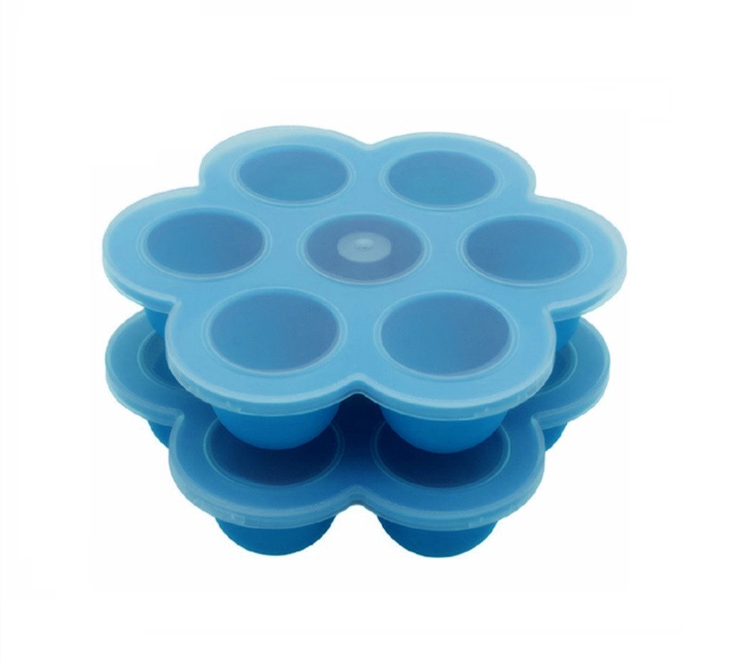 2Packs Instant Pot Accessories, Silicone Egg Bites Molds Fits Instant Pot 5,6,8 qt Pressure Cooker, 7Cups Baby Food Storage Freezer Trays with Silicone Clip-On Lid(Blue)