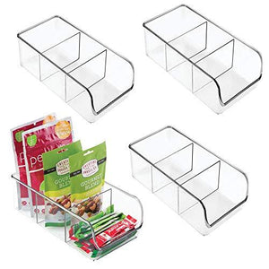mDesign Plastic Food Packet Kitchen Storage Organizer Bin Caddy - Holds Spice Pouches, Dressing Mixes, Hot Chocolate, Tea, Sugar Packets in Pantry, Cabinets or Countertop - BPA Free - 4 Pack - Clear