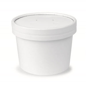12 oz Containers And Lids - White Heavy Duty Paper Cups - Durable Food Storage Containers With Vented Lids! Perfect For Soups, and So Much More! Fast Shipping! Frozen Dessert Supplies - 25 Count