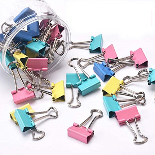 HOBULL 40Pcs Binder Clips, Paper Clamp Clips Multicolors, 32cm,Metal Fold Back Clips Box Office, School Home Supplies
