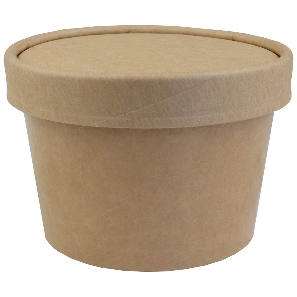 16 oz Freezer Containers And Lids - Kraft Paper To Go Cups - Durable Heavy Duty Pint Ice Cream Containers! Non-vented Lids Prevent Freezer Burn! Fast Shipping - Frozen Dessert Supplies - 25 Count
