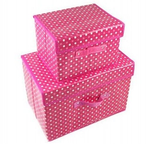 Storage Containers Covered Clothing Underwear Socks Storage Box Organizer Plastic Storage Boxes 2pcs/set (Pink)