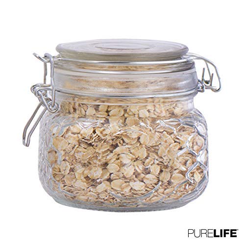 Cookie Jar - Glass Canister for the Kitchen by PureLife - Durable Airtight Lids & Resistant Storage Jar - Perfect for Keeping your Food Fresh & Organized in the Pantry - 1 Pc of 34oz