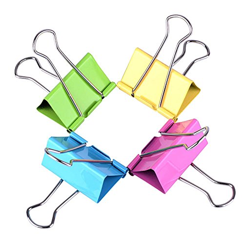 HEHGU 48Pcs 25mm Binder Clips Paper Clamp Clips Assorted Colors,Metal Fold Back Clips with Box for Office, School and Home Supplies