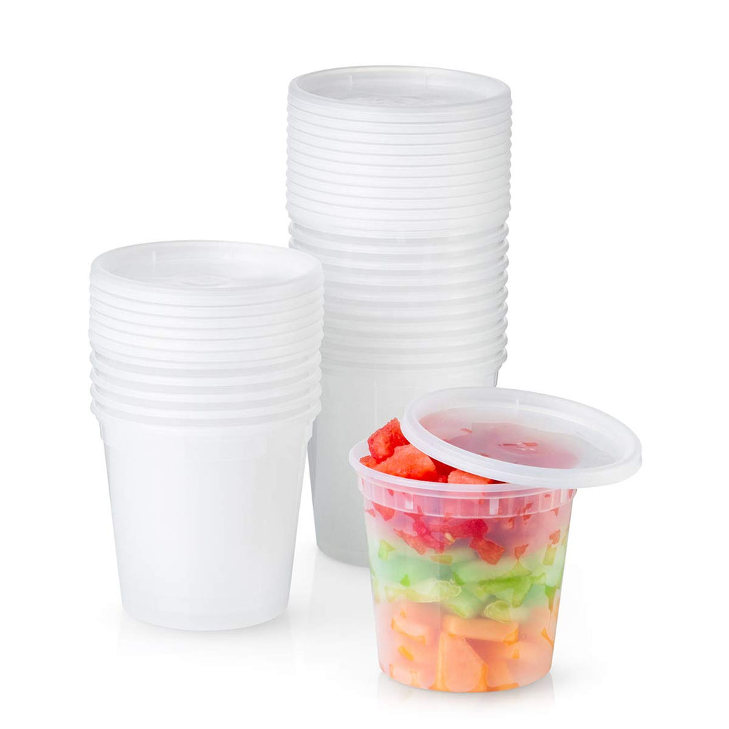 24 oz. Plastic Deli Food Storage Containers with Airtight Lids [24 Sets]