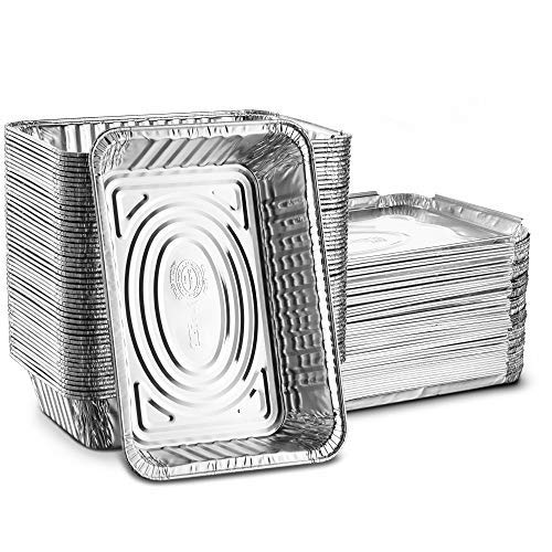 Propack Disposable Aluminum Oblong Foil Pans, Containers, With Foil Lids, 2 ¼ lb. Food Storage Containers Pack Of 50