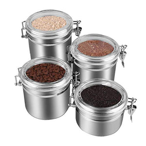 4 Piece Stainless Steel Airtight Canister Set