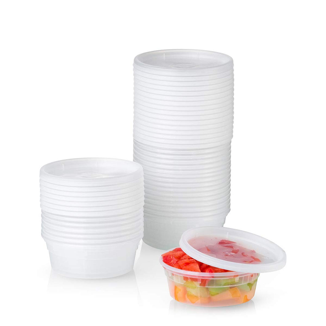 48 Sets Plastic Deli Food Storage Containers with Airtight Lids - 8 oz.