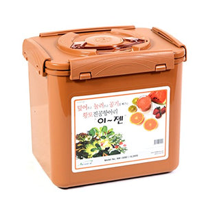 E-Jen Premium Kimchi, Sauerkraut Container Probiotic Fermentation with Inner Vacuum Lid (Earthenware Brown, 2.1 gal/ 8.2L)