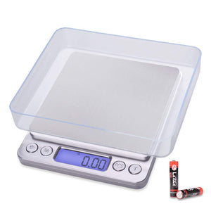 Fuzion Digital Kitchen Scale 3000g/ 0.1g, Pocket Food Scale 6 Units Conversion, Gram Scale with 2 Trays, LCD, Tare Function, Jewelry Scale for Jewlery, Food, Cooking, Nutritions(Battery Included)