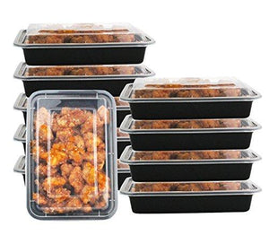 1 Compartment 24 Oz Portion Control Lunch Box And Food Storage Container Set -Black-