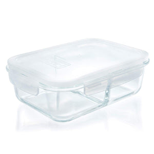 49oz Glass Meal Prep Food Storage Container with 2 Compartment, Divider Portion Control Lunch Box, BPA Free, Microwavable, Large