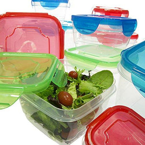 20 Piece Set Food Storage Container With Airtight Snap Locking Lids Square Plastic Nesting Bpa Free