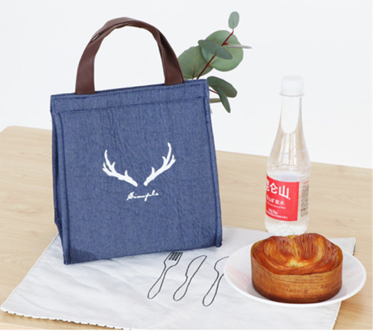 Denim Lunch Tote Bag Waterproof Oil-proof Cooler Insulated Handbag Storage Containers