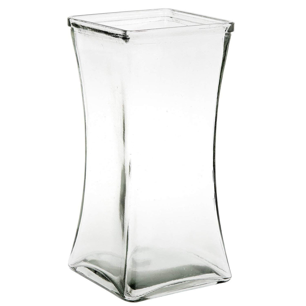Flower Rose Bunch Glass Gathering Vase Decorative Centerpiece for Home or Wedding (Fits Dozen Roses) - Square - 8.75