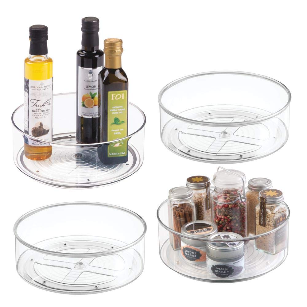 mDesign Plastic Lazy Susan Spinning Food Storage Turntable for Cabinet, Pantry, Refrigerator, Countertop - Spinning Organizer for Spices, Condiments, Baking Supplies - 9