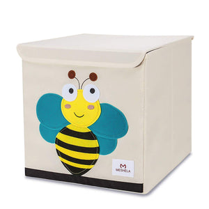 Pasutewel Toys Storage Box, Large Capacity Bins Foldable Cartoon Animal Canvas Cube Organiser For Clothes, Shoes, Toys (Bee)