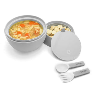 Bentgo Bowl (Gray) – Insulated, BPA-Free Lunch Container with Collapsible Utensils Set – Leakproof Bowl Holds Soups, Stews, Noodles, Hot Cereals & More On-the-Go