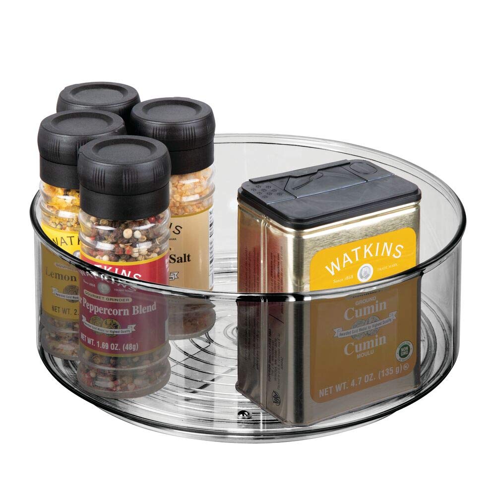 mDesign Plastic Lazy Susan Spinning Food Storage Turntable for Cabinet, Pantry, Refrigerator, Countertop - Spinning Organizer for Spices, Condiments, Baking Supplies - 9