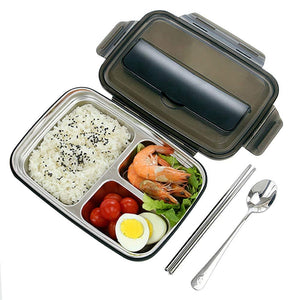 3 Compartment Bento Lunch Box, Insulated Stainless Steel Square Food Storage...