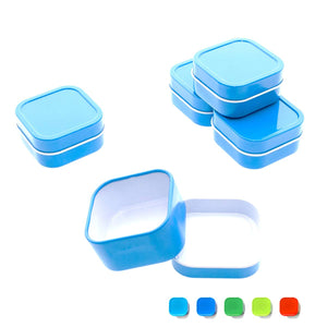 Craft Clouds Mimi Pack 2 oz Shallow Square Metal Tin Can Solid Top Slip Lid Steel Containers for Favors, Spices, Balms, Gels, Candles, Gifts, Storage 24 Pack (Blue)