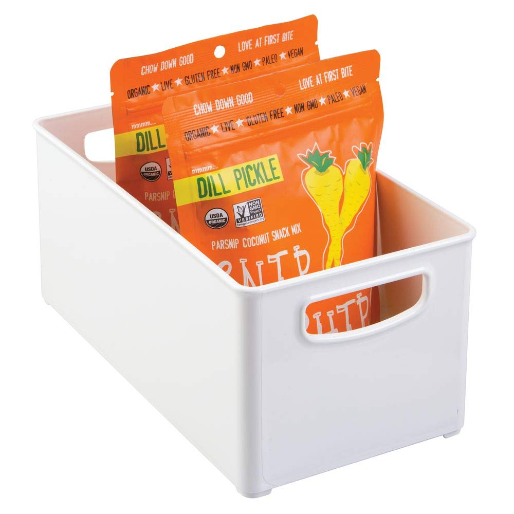 mDesign Plastic Stackable Kitchen Pantry Cabinet, Refrigerator or Freezer Food Storage Bin Container with Handles - Organizer for Fruit, Yogurt, Snacks, Pasta - BPA Free, 10