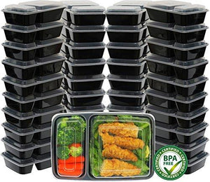 - Simplehouseware 2 Compartments Reusable Meal Prep Storage Container Boxes, 28 Ounces