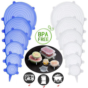12 Pack Reusable Durable and Expandable Silicone Stretch Lids to Keep Food Fresh Perfect for All Kinds of Food Storage Container, Dishwasher Refrigera