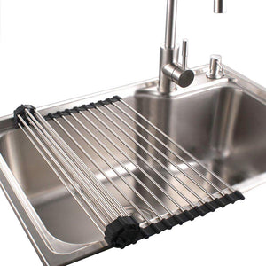 Roll Up Dish Drying Rack in Sink Stainless Steel Kitchen Folding Rack Over Sink Dish Drainer16’’(L) x9.5’’(W)