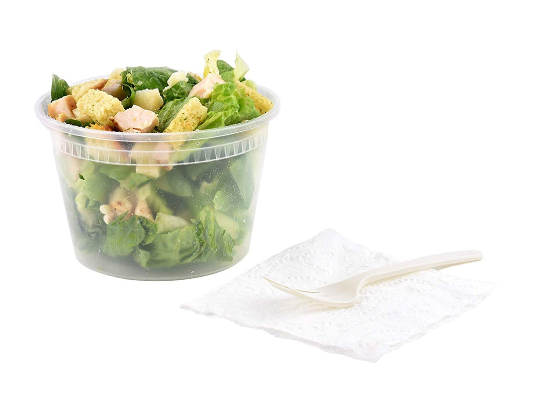 [40 Sets] Reusable Food Storage Containers with Lids - 16 oz Plastic Takeout Deli Counter Combo Pack Microwaveable Freezer Safe BPA Free Home Delicatessen Restaurant Packaging or Pantry Organization