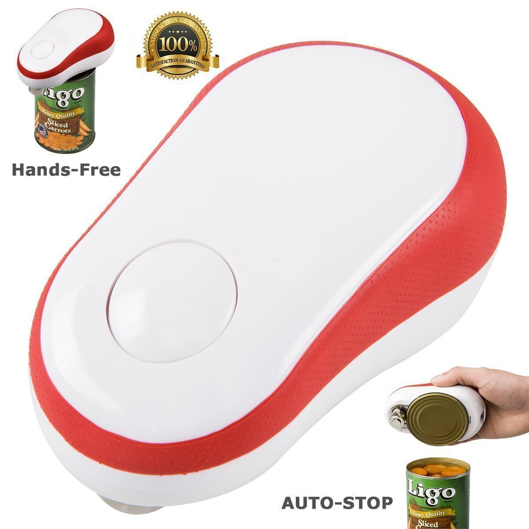 Electric Can Opener, Restaurant Can Opener, Can Master Automatic One Touch Hands Free Smooth Edge Can Opener for Arthritis (Red)