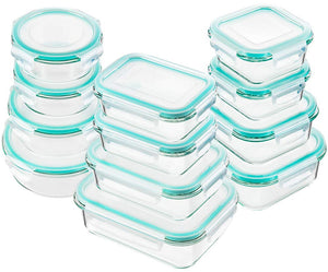 Bayco Glass Food Storage Containers with Lids, [24 Piece] Glass Meal Prep Containers, Airtight Glass Bento Boxes, BPA-Free & FDA Approved & Leak Proof (12 lids & 12 Containers)