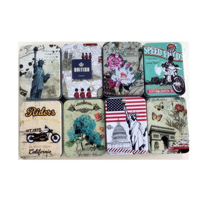 8 Pack 3.5x2.5x1" Metal Cardcase Storage Tea Coffee Cans Mini Jewelry Box Decor Card Pill Case Flower style Home Kitchen/Trave/Office Rectangle Colorful
