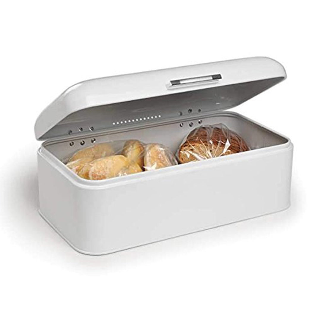 Paksh Novelty Countertop Bread Bin Stainless Steel Storage Box, Tight-Seal Lid, White, Extra Large…