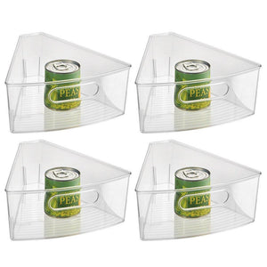 InterDesign Plastic  Lazy Susan Cabinet Storage Bin, 1/8 Wedge Container for Kitchen, Pantry, Counter, BPA-Free, 10.25" x 9.5" x 4", Set of 4, Clear