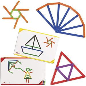 edx education Junior GeoStix - 200 Multicolored Construction Sticks - Includes 30 Double-Sided Activity Cards - Early STEM and Geometric Math Manipulative for Fine Motor Skills and Creativity