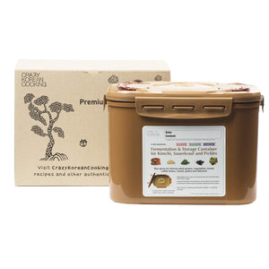 Premium Kimchi, Sauerkraut Fermentation and Storage Container with Inner Vacuum Lid, Sandy Brown - 2.2 Gallon (8.5L)
