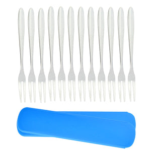 24 pcs Appetizer Dessert Forks, cnomg Cocktail Forks Appetizer Forks Fruit Forks Stainless Steel Mini Salad Fruit Tasting Forks Cocktail Fork, 5.2 Inch, Attached Plastic Case