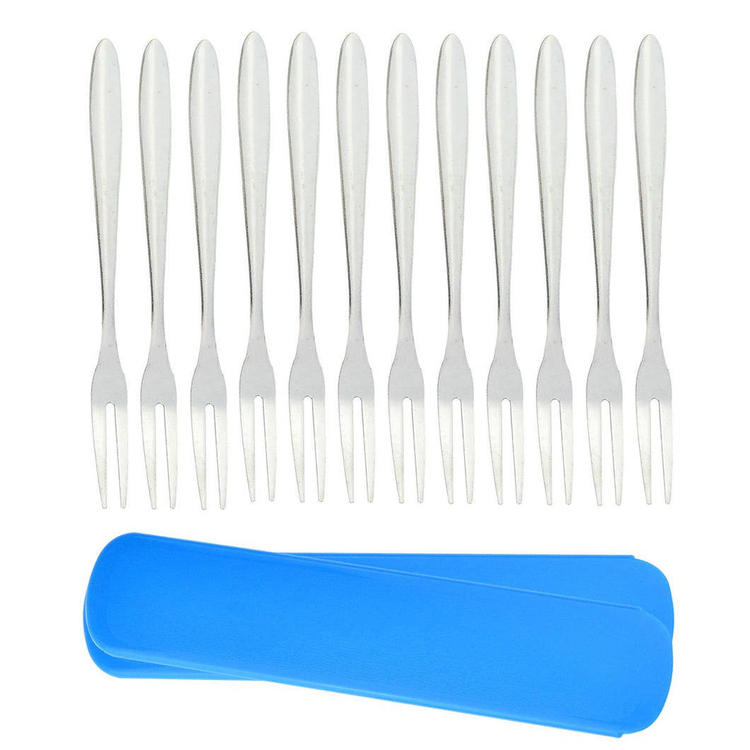 24 pcs Appetizer Dessert Forks, cnomg Cocktail Forks Appetizer Forks Fruit Forks Stainless Steel Mini Salad Fruit Tasting Forks Cocktail Fork, 5.2 Inch, Attached Plastic Case