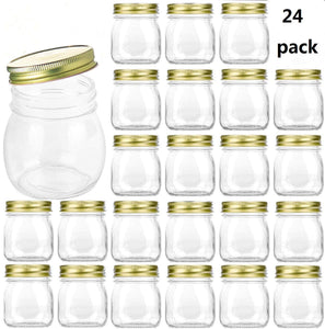 Encheng 10 oz Glass Jars With Lids,Ball Wide Mouth Mason Jars For Storage,Canning Jars For Caviar,Herb,Jelly,Jams,Honey,Dishware Safe,Set Of 24
