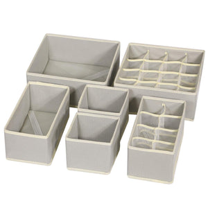 TENABORT 6 Pack Foldable Drawer Organizer Dividers Cloth Storage Box Closet Dresser Organizer Cube Fabric Containers Basket Bins for Underwear Bras Socks Panties Lingeries Nursery Baby Clothes Gray